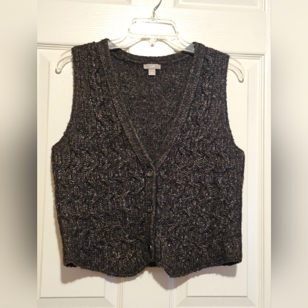 J. Jill Brown V-Neck Sweater Vest Sz S
